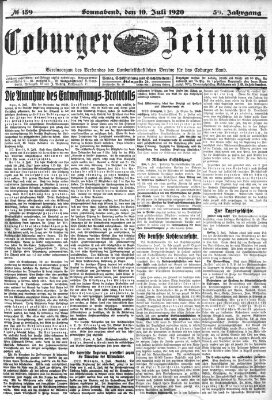 Coburger Zeitung Samstag 10. Juli 1920