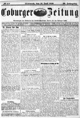 Coburger Zeitung Mittwoch 21. Juli 1920