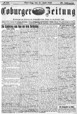 Coburger Zeitung Dienstag 27. Juli 1920