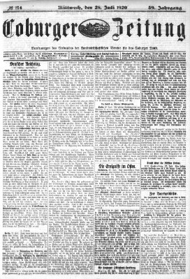 Coburger Zeitung Mittwoch 28. Juli 1920