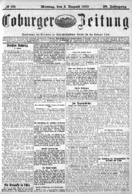 Coburger Zeitung Montag 2. August 1920