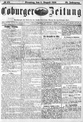 Coburger Zeitung Dienstag 3. August 1920