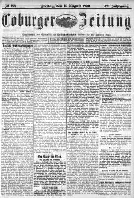 Coburger Zeitung Freitag 13. August 1920