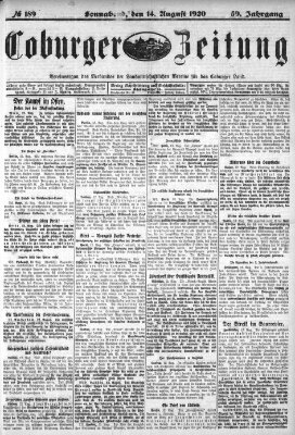 Coburger Zeitung Samstag 14. August 1920