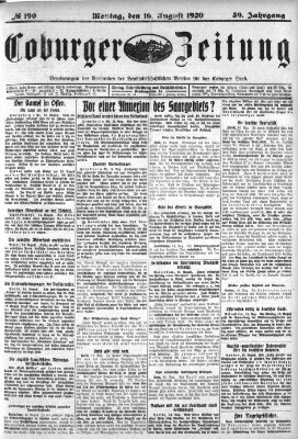 Coburger Zeitung Montag 16. August 1920