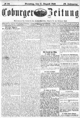 Coburger Zeitung Dienstag 17. August 1920