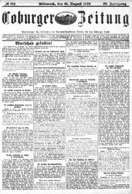 Coburger Zeitung Mittwoch 18. August 1920