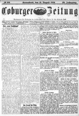 Coburger Zeitung Samstag 21. August 1920