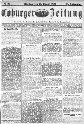 Coburger Zeitung Montag 23. August 1920