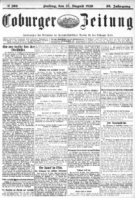 Coburger Zeitung Freitag 27. August 1920