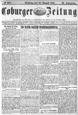 Coburger Zeitung Montag 30. August 1920