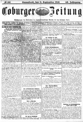 Coburger Zeitung Samstag 11. September 1920