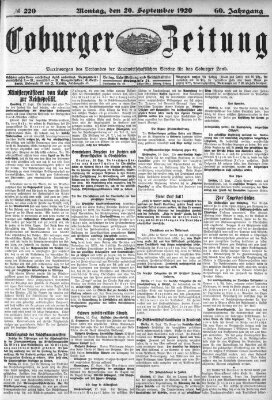 Coburger Zeitung Montag 20. September 1920