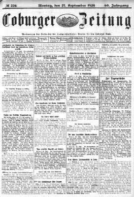 Coburger Zeitung Montag 27. September 1920