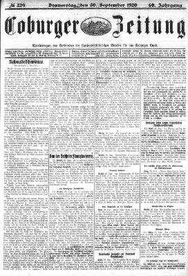 Coburger Zeitung Donnerstag 30. September 1920