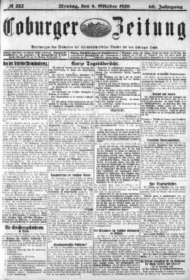 Coburger Zeitung Montag 4. Oktober 1920