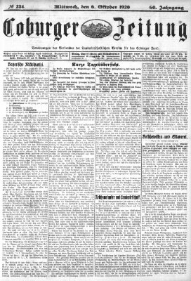 Coburger Zeitung Mittwoch 6. Oktober 1920