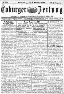 Coburger Zeitung Donnerstag 7. Oktober 1920