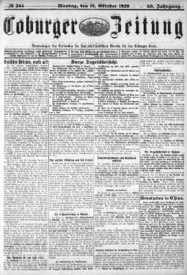 Coburger Zeitung Montag 18. Oktober 1920