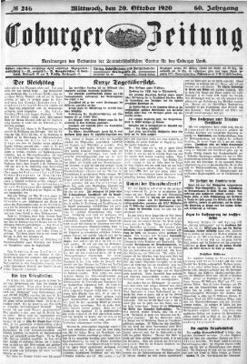 Coburger Zeitung Mittwoch 20. Oktober 1920