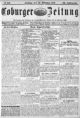 Coburger Zeitung Freitag 22. Oktober 1920