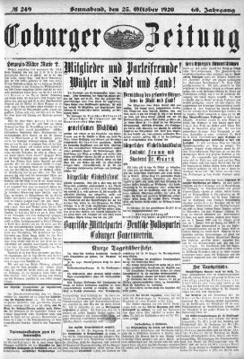 Coburger Zeitung Samstag 23. Oktober 1920