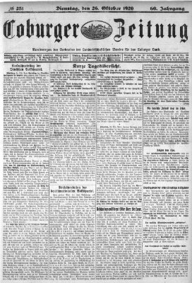 Coburger Zeitung Dienstag 26. Oktober 1920