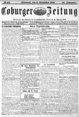 Coburger Zeitung Mittwoch 3. November 1920