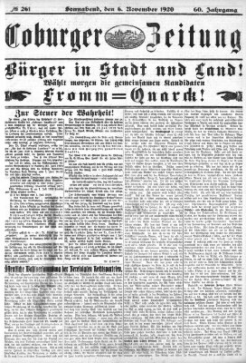 Coburger Zeitung Samstag 6. November 1920