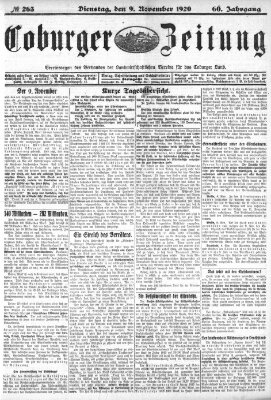 Coburger Zeitung Dienstag 9. November 1920