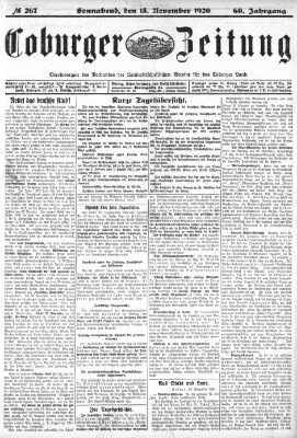 Coburger Zeitung Samstag 13. November 1920