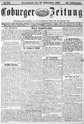 Coburger Zeitung Samstag 20. November 1920