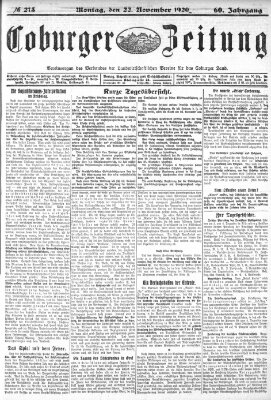 Coburger Zeitung Montag 22. November 1920