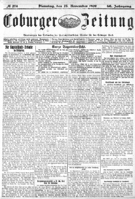 Coburger Zeitung Dienstag 23. November 1920