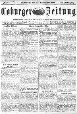 Coburger Zeitung Mittwoch 24. November 1920