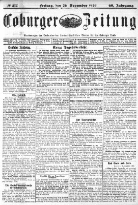 Coburger Zeitung Freitag 26. November 1920