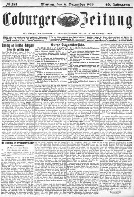 Coburger Zeitung Montag 6. Dezember 1920