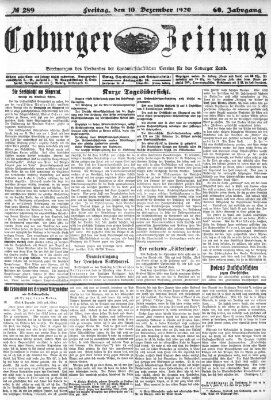 Coburger Zeitung Freitag 10. Dezember 1920