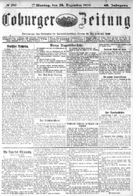 Coburger Zeitung Montag 20. Dezember 1920