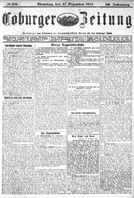 Coburger Zeitung Dienstag 21. Dezember 1920