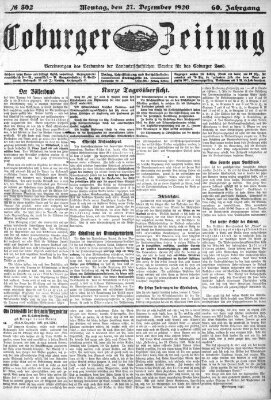 Coburger Zeitung Montag 27. Dezember 1920