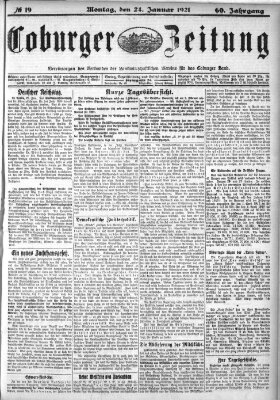 Coburger Zeitung Montag 24. Januar 1921