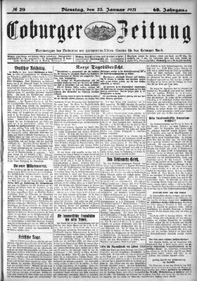 Coburger Zeitung Dienstag 25. Januar 1921