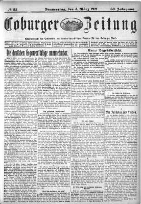 Coburger Zeitung Donnerstag 3. März 1921