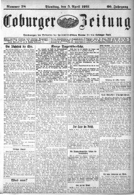 Coburger Zeitung Dienstag 5. April 1921