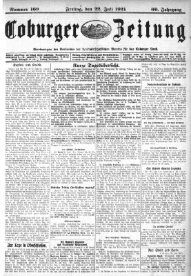 Coburger Zeitung Freitag 22. Juli 1921