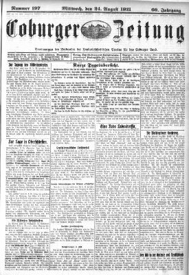 Coburger Zeitung Mittwoch 24. August 1921