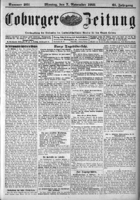 Coburger Zeitung Montag 7. November 1921