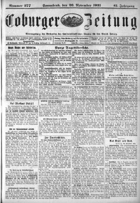 Coburger Zeitung Samstag 26. November 1921