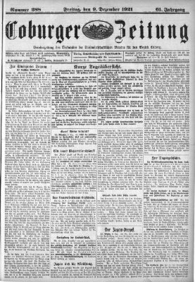 Coburger Zeitung Freitag 9. Dezember 1921